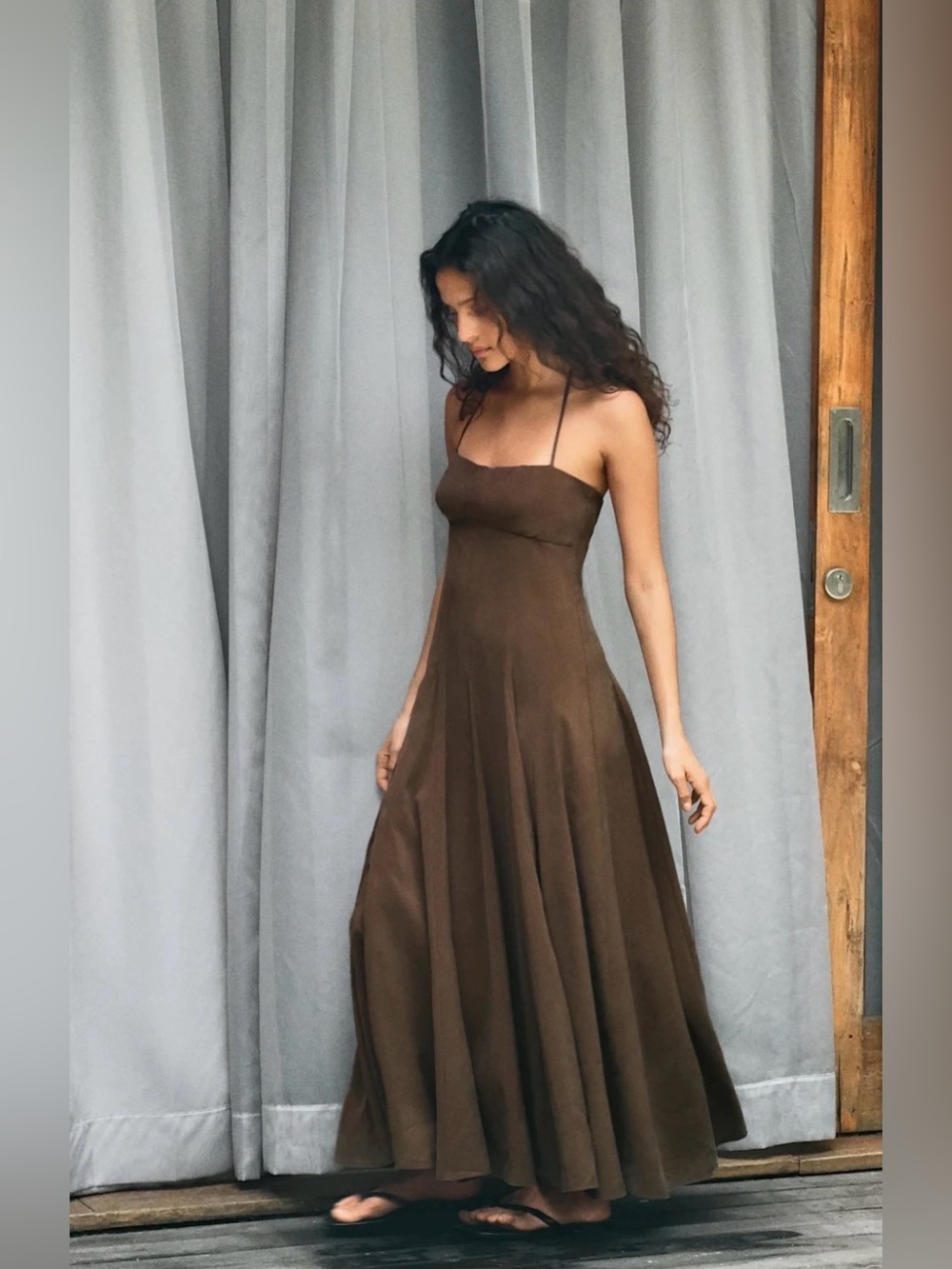 Zara flowy maxi brown dress